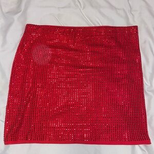 Red sparkly mini skirt